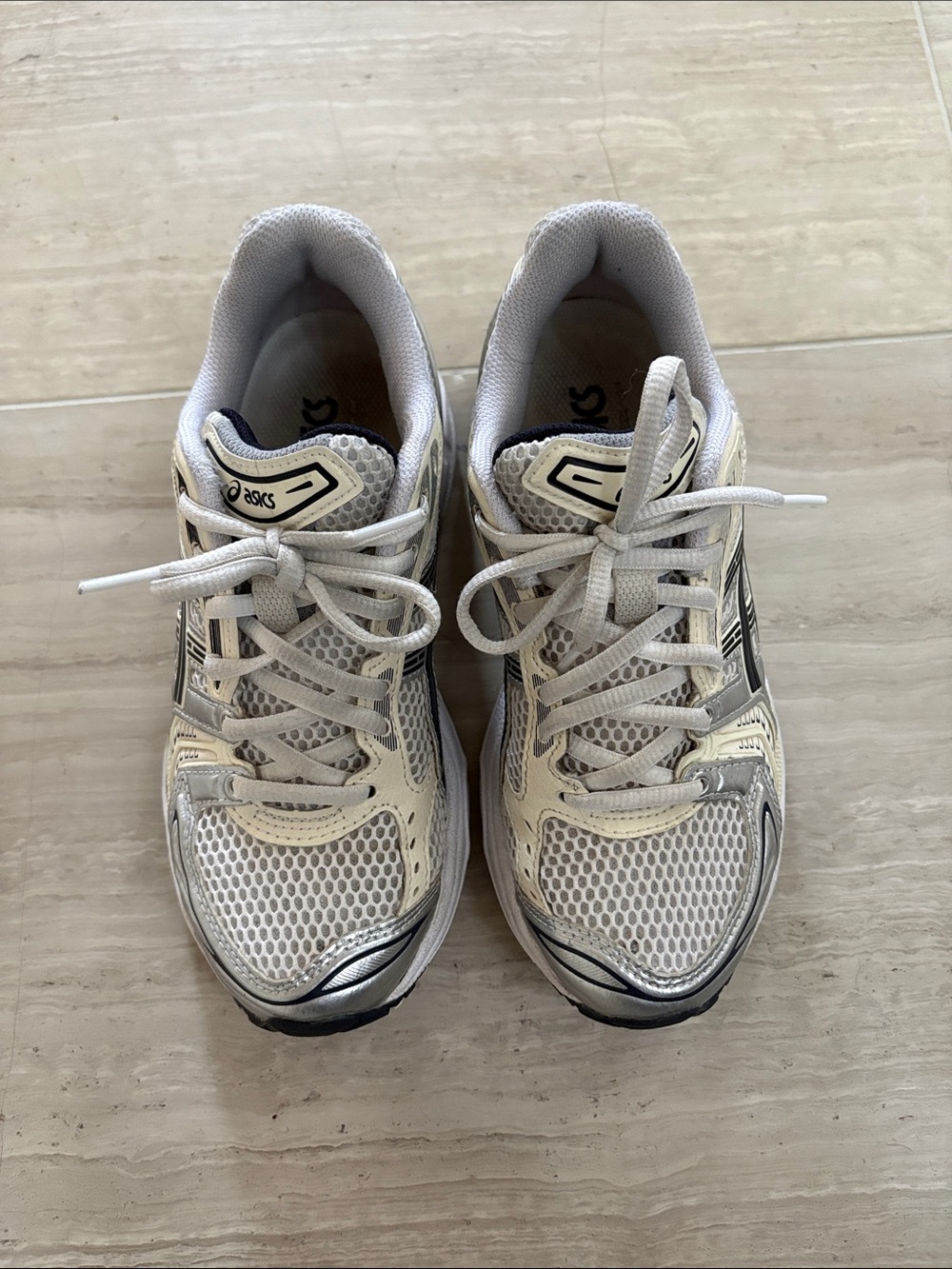Asics White and Silver Women's Running Sneakers